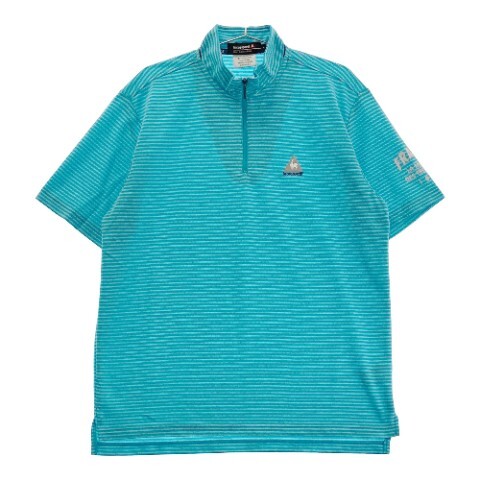 【1円】LE COQ GOLF ルコックゴルフ ハーフジップ 半袖Tシャツ ボーダー柄 ブルー系 L [240101083448] メンズの画像1