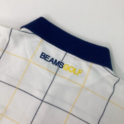 【1円】BEAMS GOLF ビームスゴルフ 半袖ポロシャツ チェック柄 ホワイト系 S [240101097305] メンズ_画像4