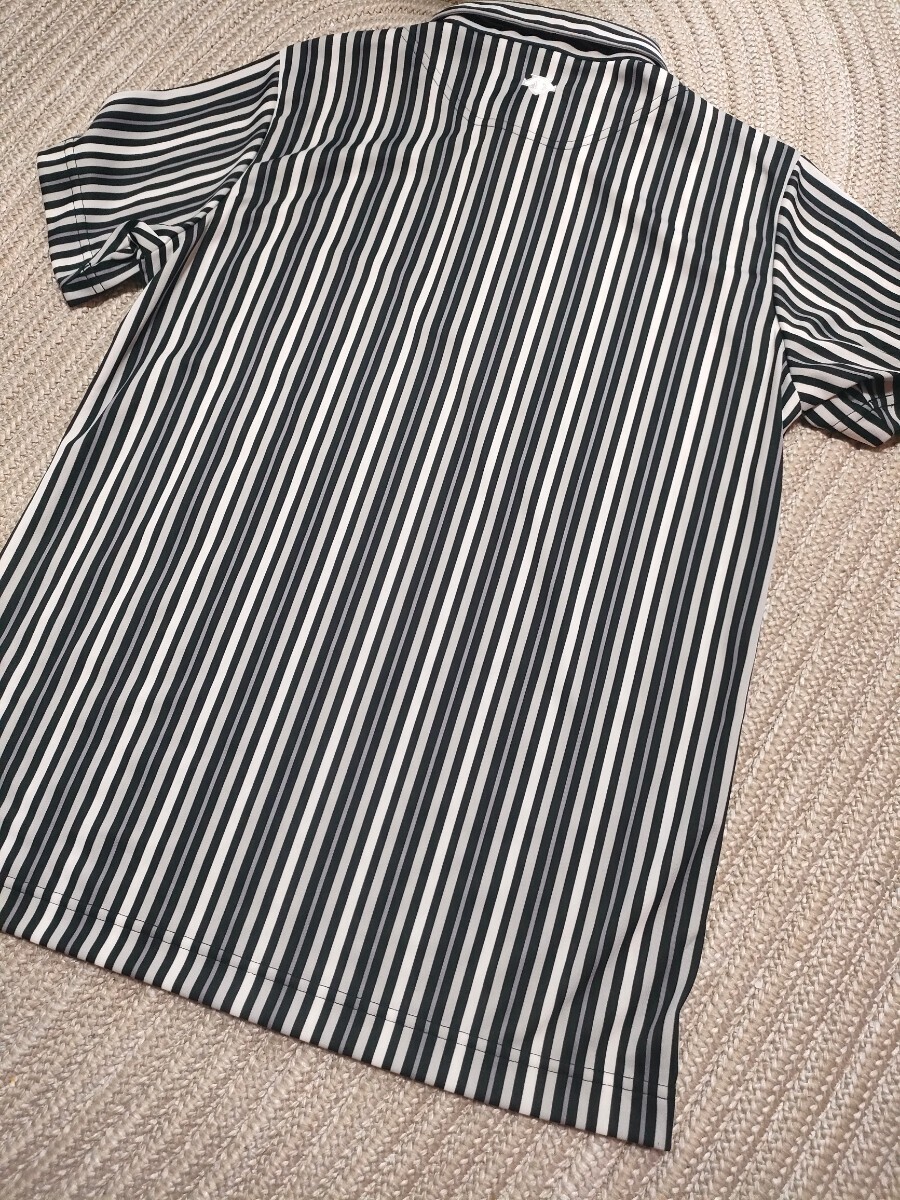  новый товар Matsuyama Hideki Pro "надеты" модель SRIXON Srixon рубашка-поло с коротким рукавом LL черный серый полоса ... пот скорость .UV уход Golf мужской 