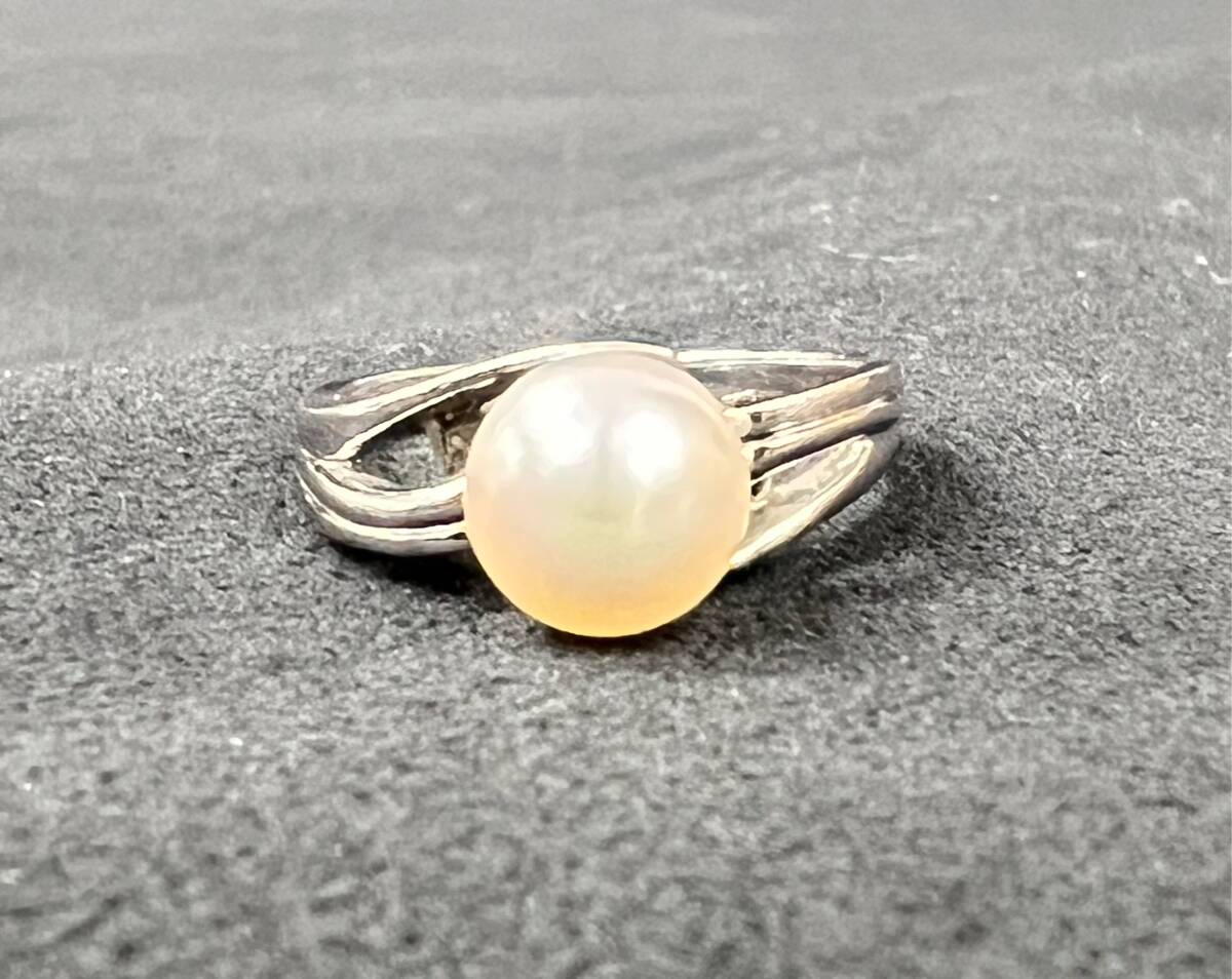 0002-0399 1円出品 パール 真珠 ミキモト MIKIMOTO アクセサリー 指輪 リング Ｍ刻印 S刻印 有り サイズ 約 7.2mm 10号 箱 付き_画像3