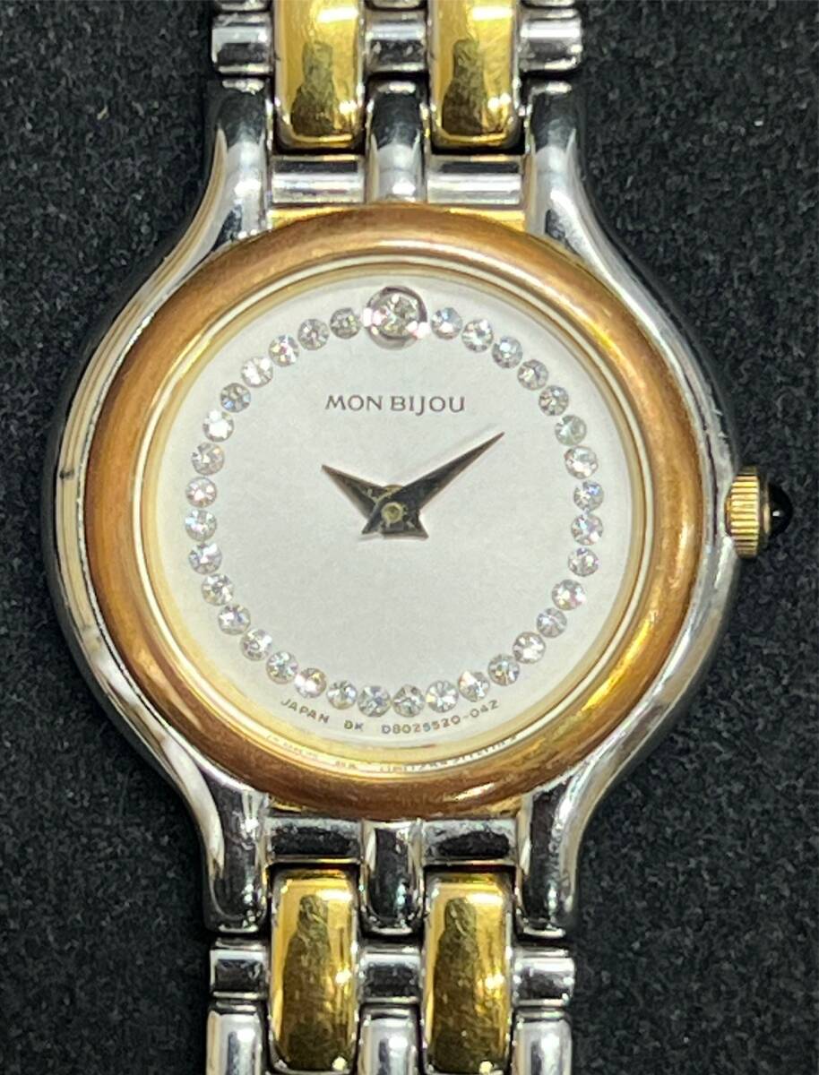 0002-0346 1円出品 時計 腕時計 ORIENT オリエント MON BIJOU モンビジュ 18K SS GP D80252-00 クォーツ 不動品 稼動未確認の画像1