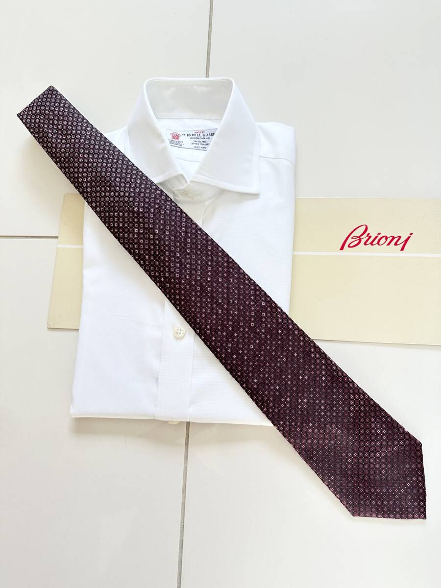 ■ 新品 Brioni ブリオーニ 定価 3万5,200円 永久定番 バーガンディレッド シルク タイ ネクタイ スーツ 44 46 48 マリネッラ kiton zilli _画像1