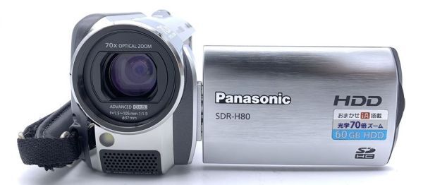 0u1k44A026 【動作品】パナソニック SD/HDD ビデオカメラ SDR-H80-S シルバー バッテリー 箱 収納ケース 説明書 ケーブル類付属 Panasonic_画像2