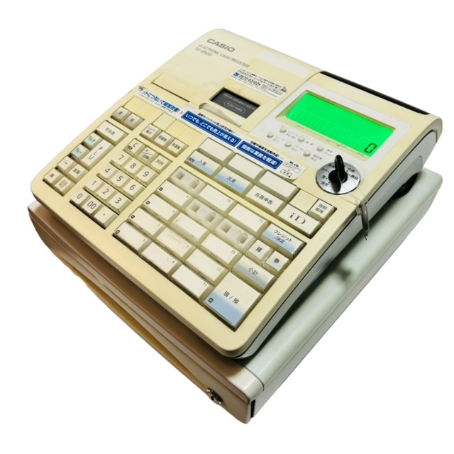 ★CASIO カシオ 電子レジスター TE-2500 ネットレジ レジ ホワイト TE-2500-W カギ/取扱説明書付属 店舗用品☆