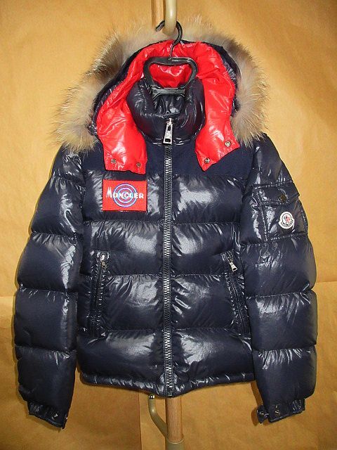 モンクレール　MONCLER WILSON 　 フォックス　ファー　ロゴ　ワッペン　ダウン　ジャケット　ネイビー 152　国内正規品_画像1