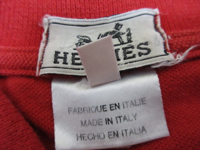 エルメス　HERMES 胸　Hロゴ　刺繍　ポロシャツ　赤　L_画像5