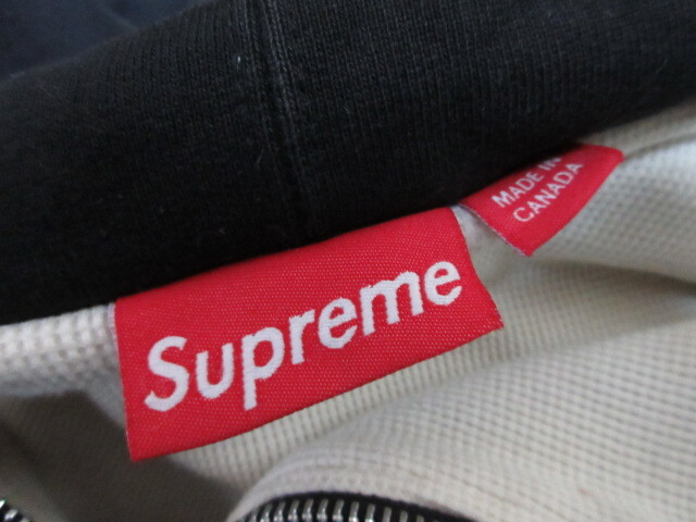 SUPREME Hooded Logo Sweatshirt フード ロゴ 裏地 サーマル ジップアップ　パーカー　M 黒　本物_画像5