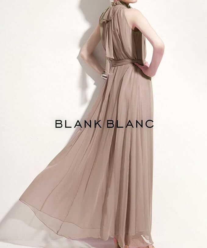 BLANK BLANC マキシ丈 シフォン ワンピース ロング ドレス パーティー 結婚式 二次会 発表会 レディース フリーサイズ_画像4