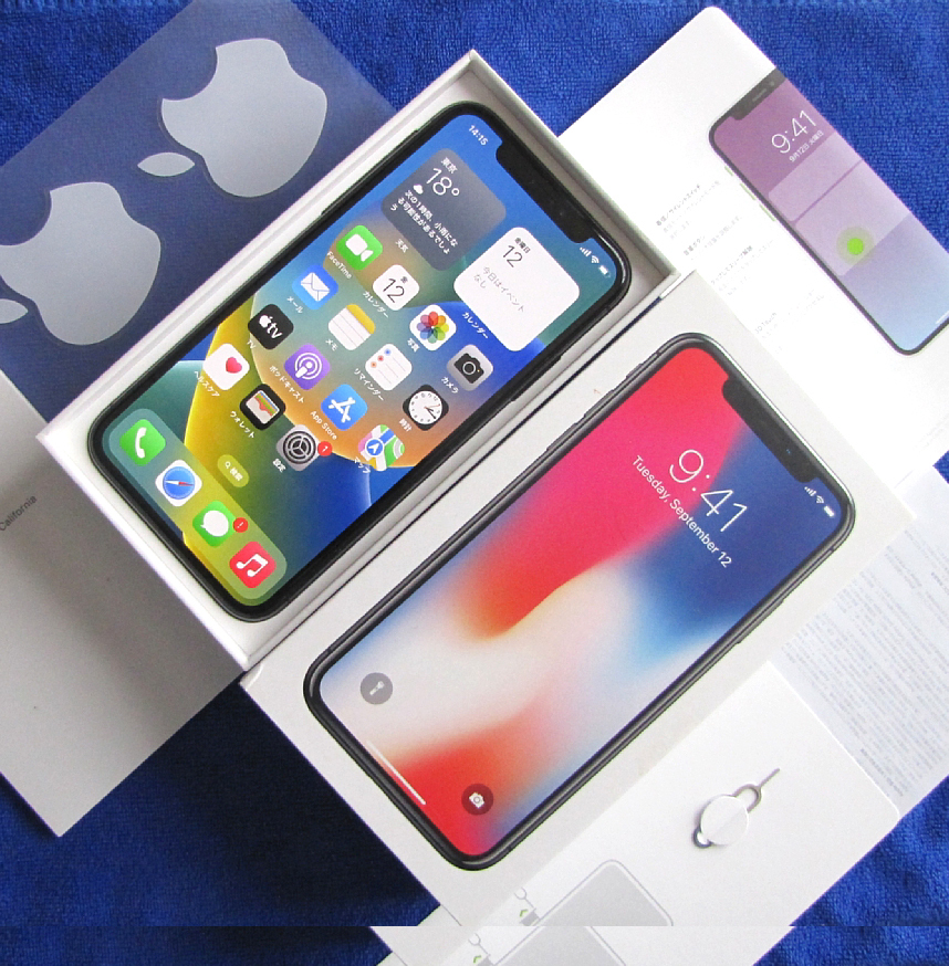 ★新品のような極美品★完動品★バッテリ100％ SIMフリー Apple iPhoneX 大容量 256GB スペースグレイ SIMロック解除済 格安SIM可 iphone Xの画像1