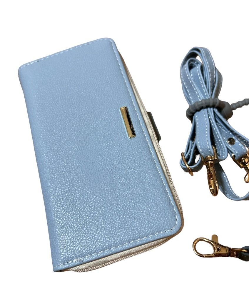 【iPhone 14 plus ケース】手帳型 多財布デザイン ブルー 水色