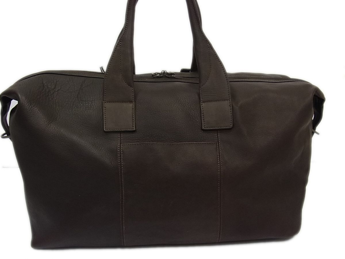 新品 定価7万◇Kenneth Cole 20Duffel Bag オールレザー ボストンバッグ ショルダー付 ケネスコール メンズ レディース ダークブラウン