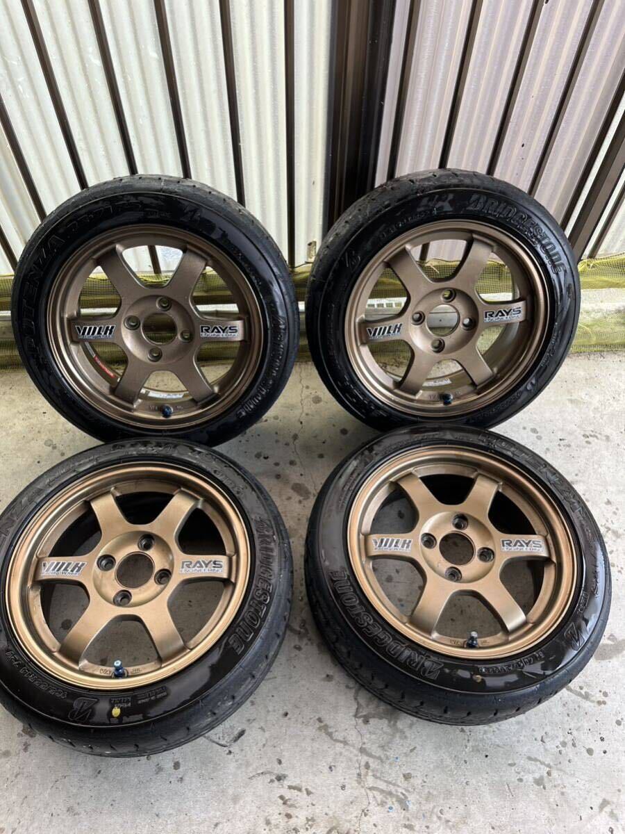 RAYS VOLKRACING TE37 14インチ　6J +38 4本セット　165/55R14 ブリヂストンPOTENZA RE71RS付き_画像1