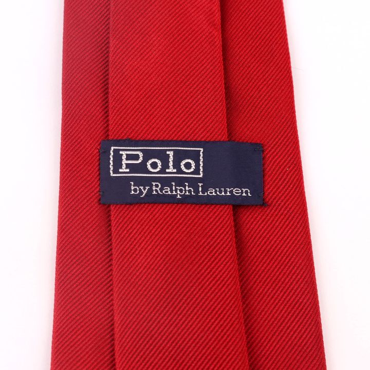 ポロバイラルフローレン ブランドネクタイ 無地 ポニーロゴ シルク PO メンズ レッド Polo by Ralph Lauren_画像3