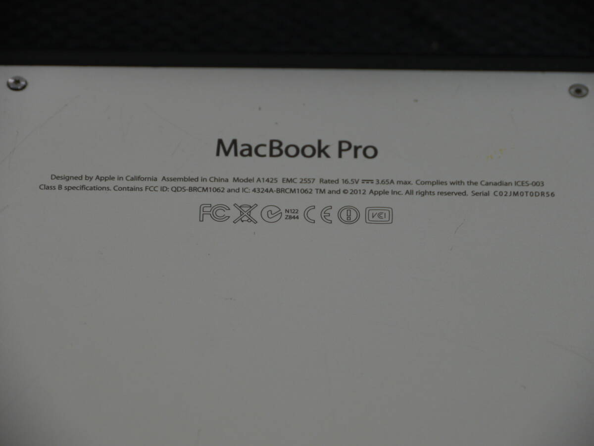 Apple MacBook Pro (Retina, 13-inch, Late 2012) A1425 (Core i7 2.9GHz/8GB/512GB SSD/13.3inch/macOS Catalina 10.15.7) 動作確認済の画像8