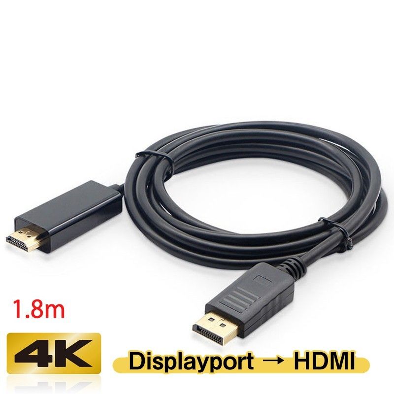 Displayport to HDMI 変換 ケーブル 1.8m dp hdmi 4K アダプタ オス DP HDMI ケーブルデ