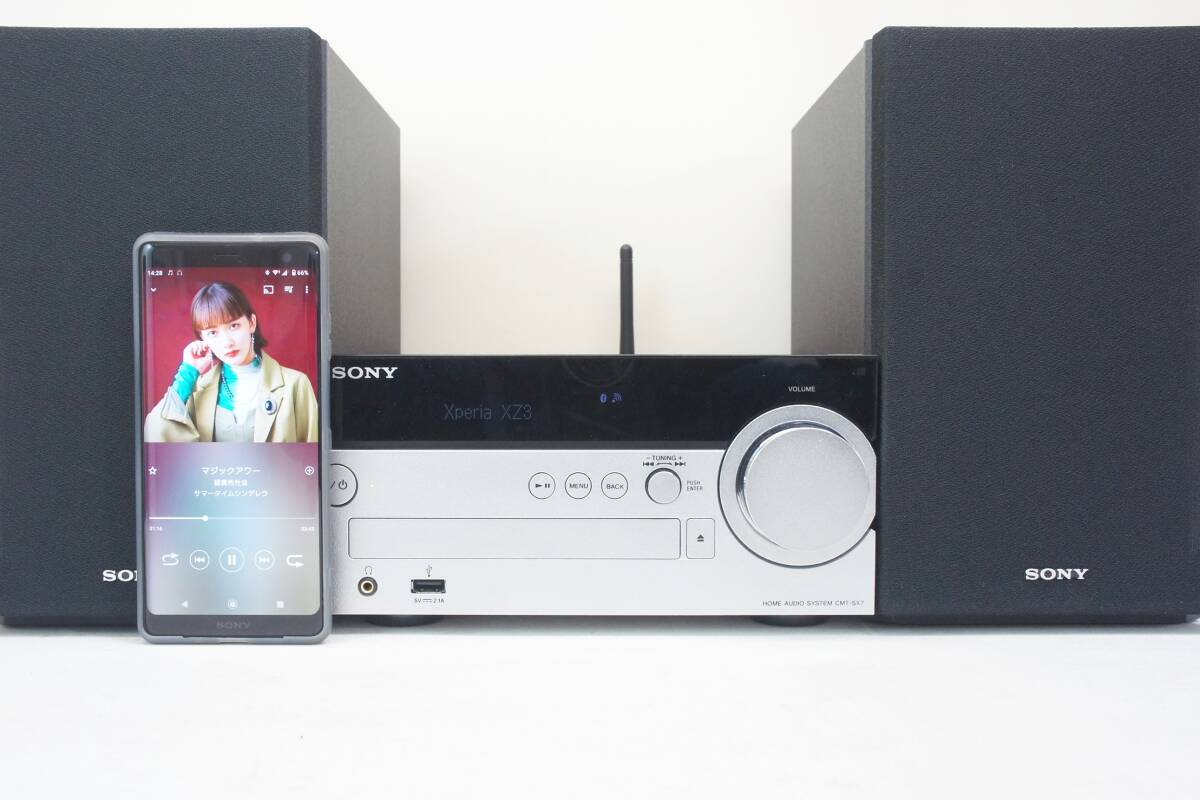 SONY CMT-SX7 ハイレゾ対応 Bluetooth/ネットワーク機能装備 マルチオーディオコンポ 2019年製_Bluetooth接続再生状態です。