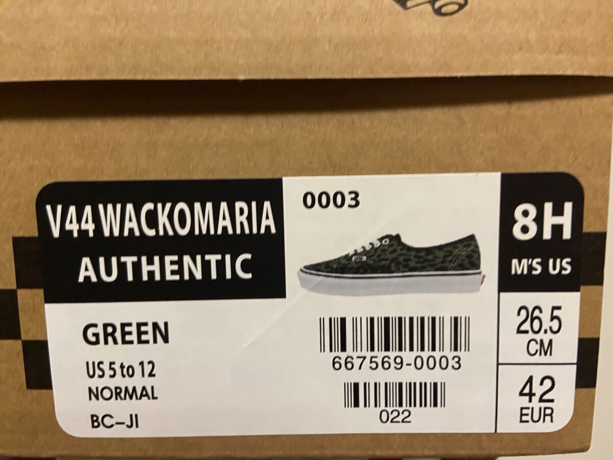 WACKO MARIA Vans V44 Authentic Green 26.5cm US8.5/8H WM-VANS-V44-AUTH-BK ワコマリア　バンズ　オーセンティック　レオパード_画像3