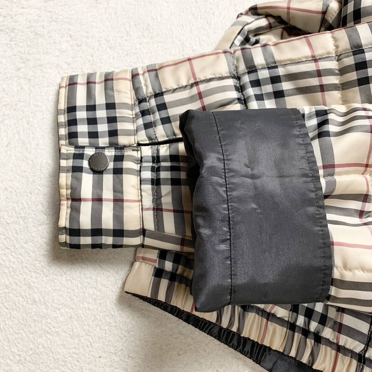 バーバリーロンドン【圧巻のリバーシブル】BURBERRY LONDON キルティングジャケット ジップブルゾン M ノバチェック 三陽商会 ベージュ 1円の画像10