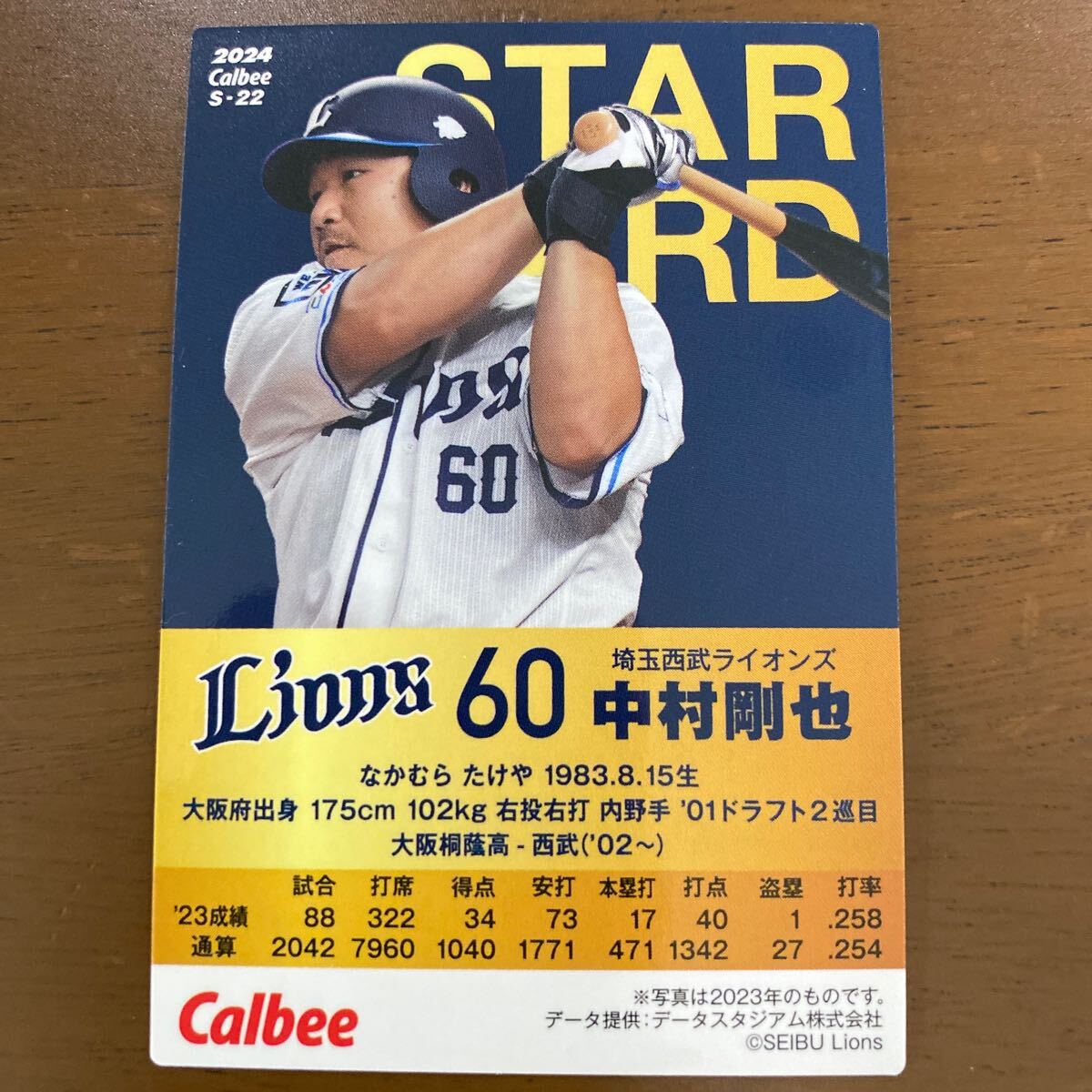 カルビープロ野球チップス2024スターカード中村剛也キラ埼玉西武ライオンズ_画像2