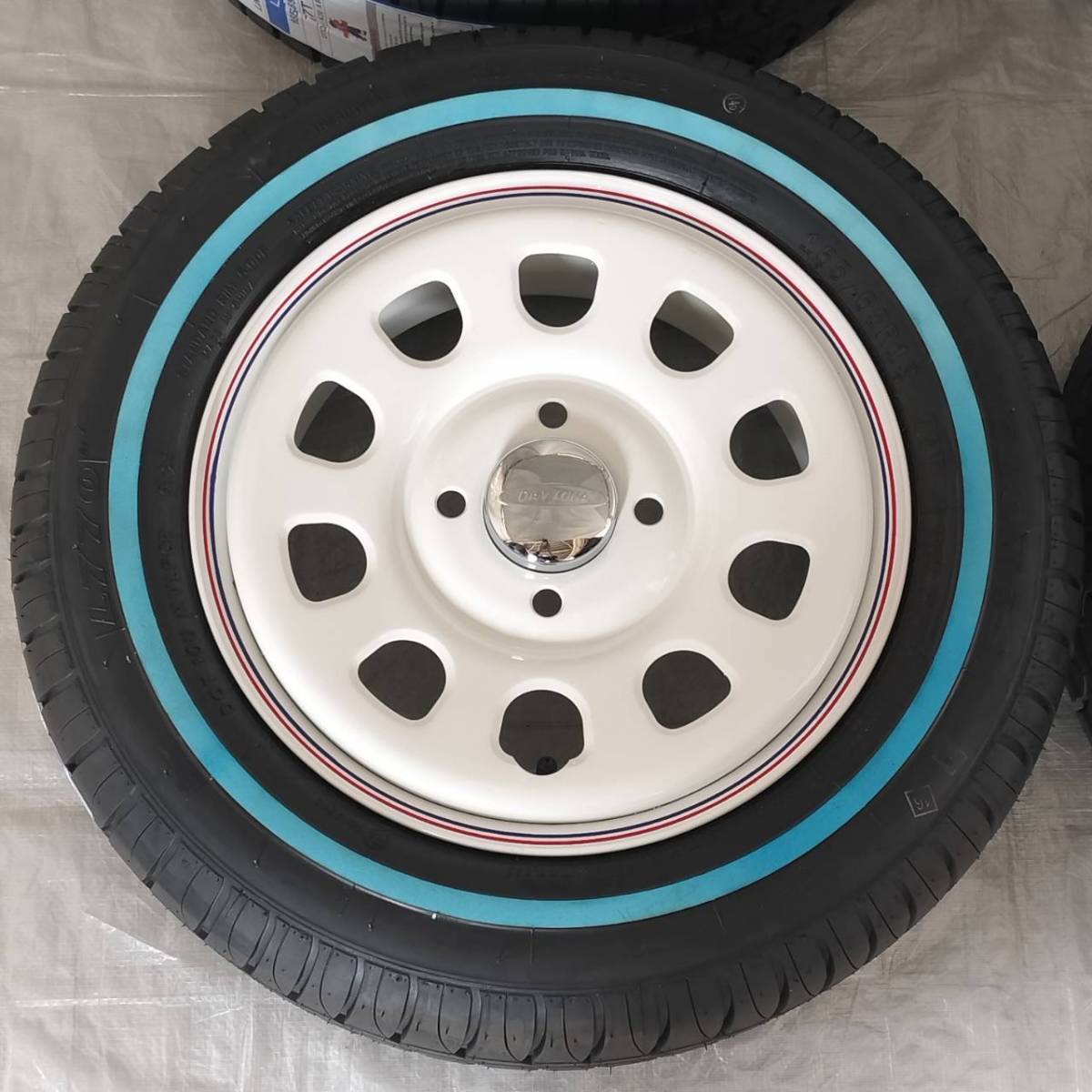 新品 デイトナ 13-4.5J＋40 4-100 ホワイト タイヤ付4本SET 165/65R13 ホワイトリボン バモス エブリイ NVAN (W2405-LL2)_画像4