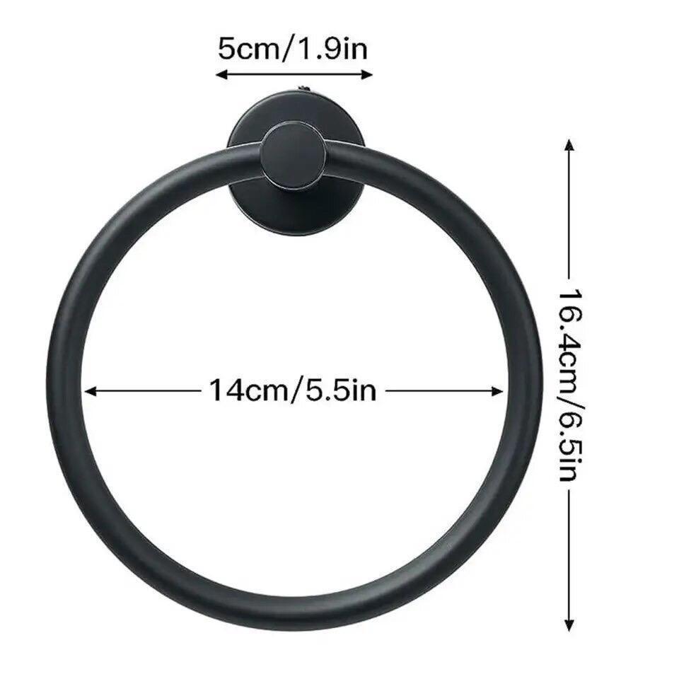 黒 丸型 タオル掛けリング タオルハンガー ステンレス304 タオル用リング 壁付け 浴室 タオルホルダーの画像3
