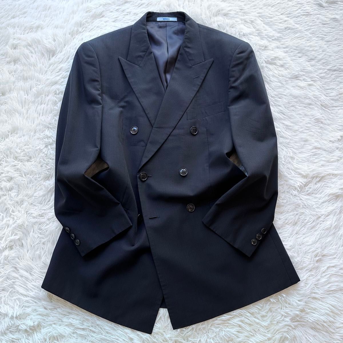 Vintage 90's KENZO ケンゾー ダブルブレスト セットアップスーツ ブラックスーツ 冠婚葬祭 XL 大きいサイズ