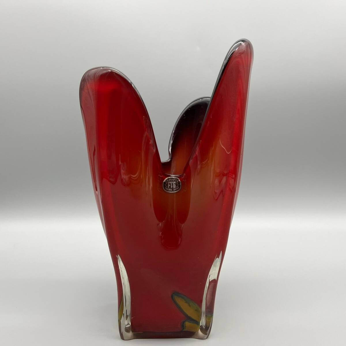 【1円出品】 マルテイグラス 花瓶 フラワーベース フラワーアレンジメント レッド系 赤 おしゃれ 個性 独創的の画像1