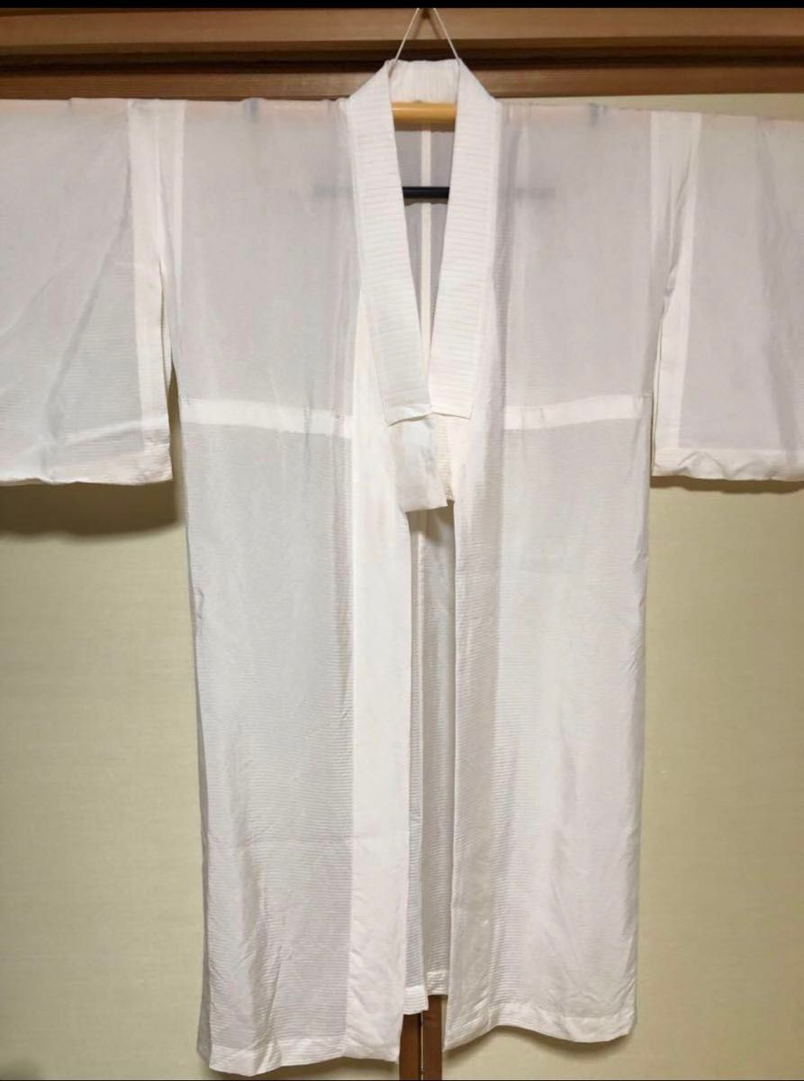 【絽の長襦袢】正絹　半衿付き　白　超美品　小さめ　夏着物　フォーマル