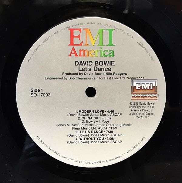 ★DAVID BOWIE★デビッド・ボウイ★LET'S DANCE★レッツ・ダンス★LP US盤★シュリンク付★RL刻印 Masterdisk刻印有★SO17093の画像4