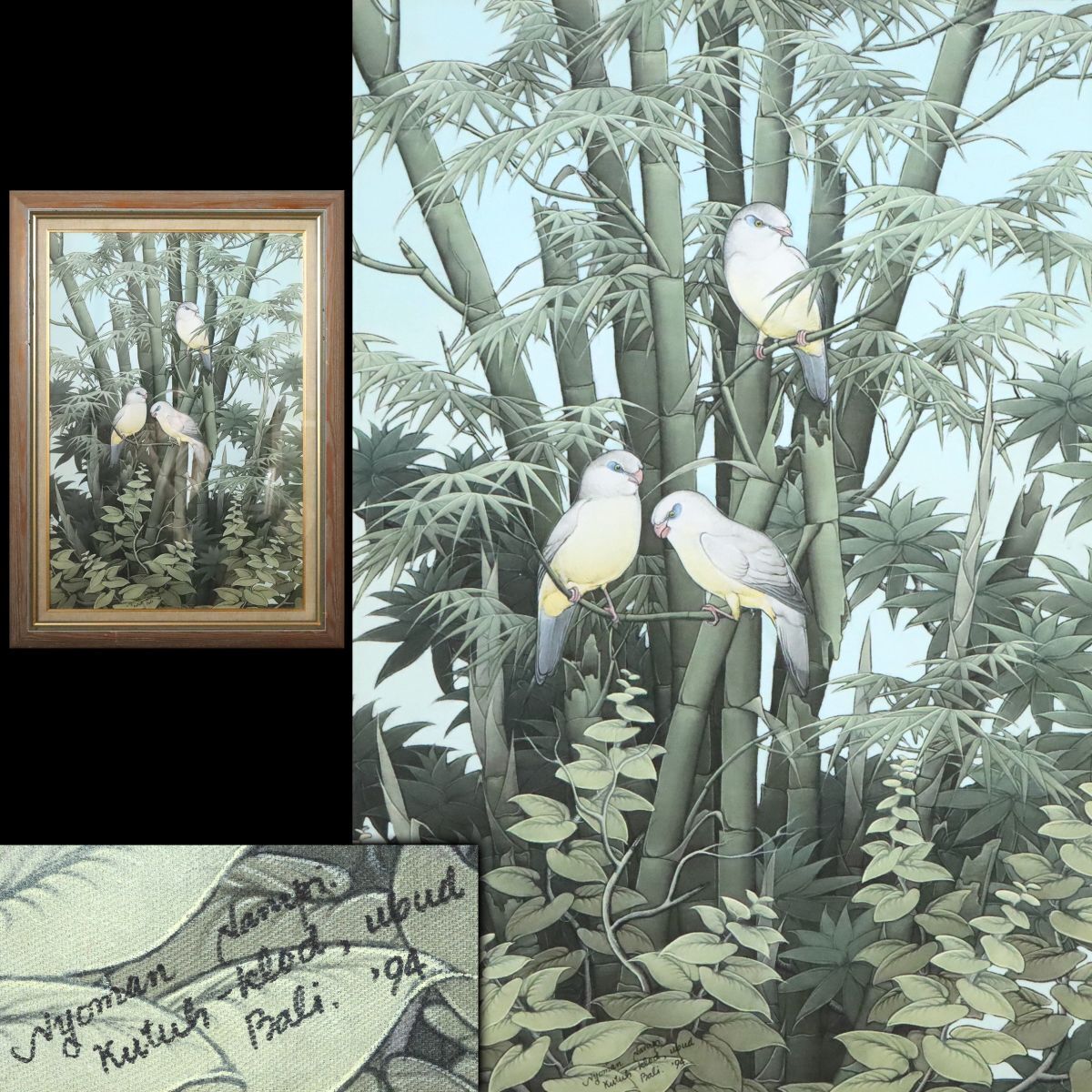 [0815160][ genuine work ]Nyoman burr picture pngose can flowers and birds .\'94 year autograph canvas × acrylic fiber autograph autograph frame * Indonesia / fine art /.. goods 