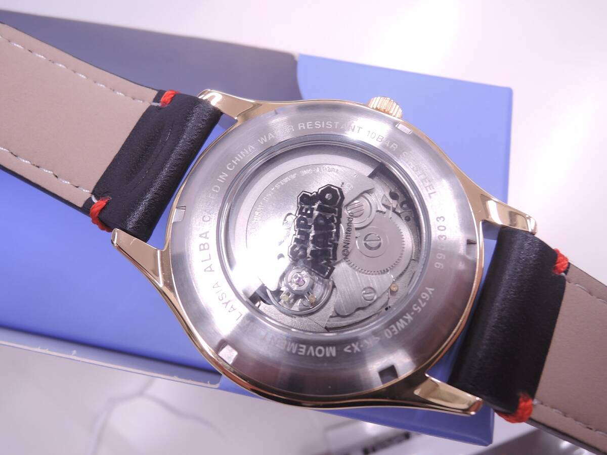 ニンテンドースーパーマリオブラザーズ腕時計、セイコー自動巻き、期間限定品、アルバ、ACCA701、裏スケ、21石、未使用品の画像5