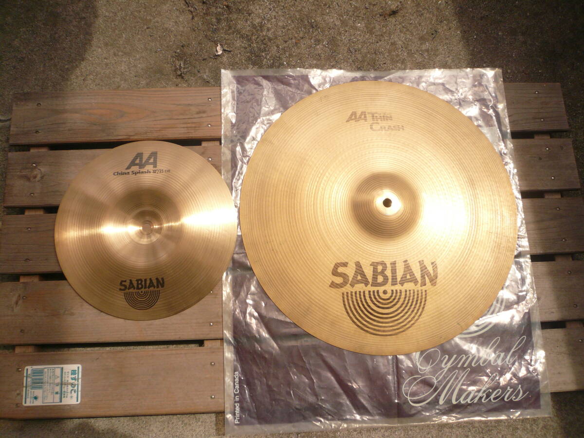 SABIAN　セイビアン　AAチャイナスプラッシュ10インチ・AAシンクラッシュ16インチ セット　China Splash　10”　 Thin Crash　16”_画像1