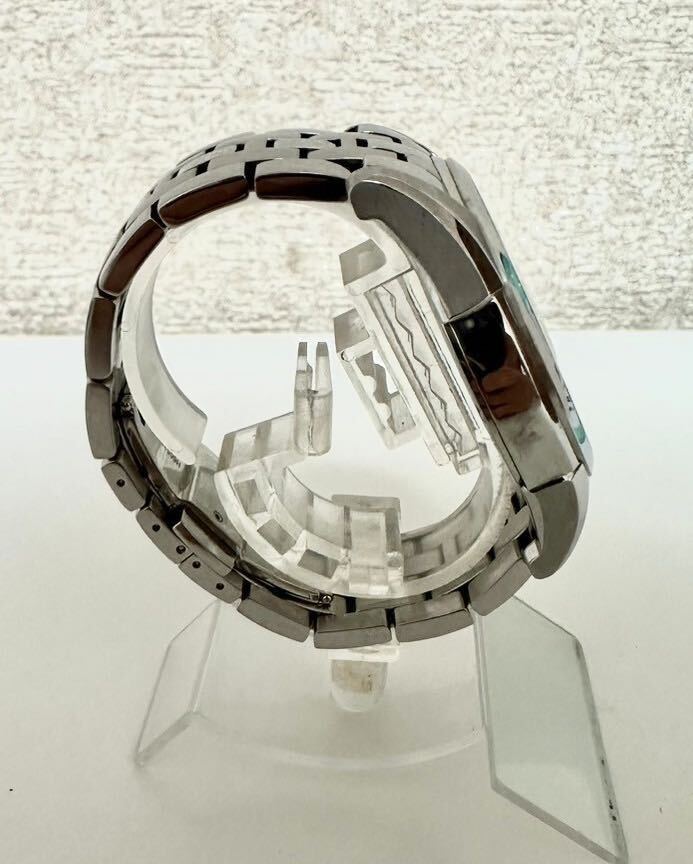 極美品 HAMILTON ハミルトン QZ H386120 ジャズマスター シンライン クロノグラフ 黒文字盤 デイト メンズ 腕時計 動作品の画像4