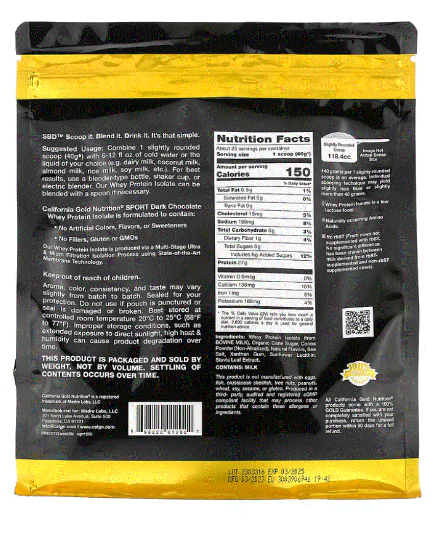 スポーツ プロテイン California Gold Nutrition ホエイタンパク質アイソレートベリーバニラ風味 907g ホエイプロテインアイソレートの画像2