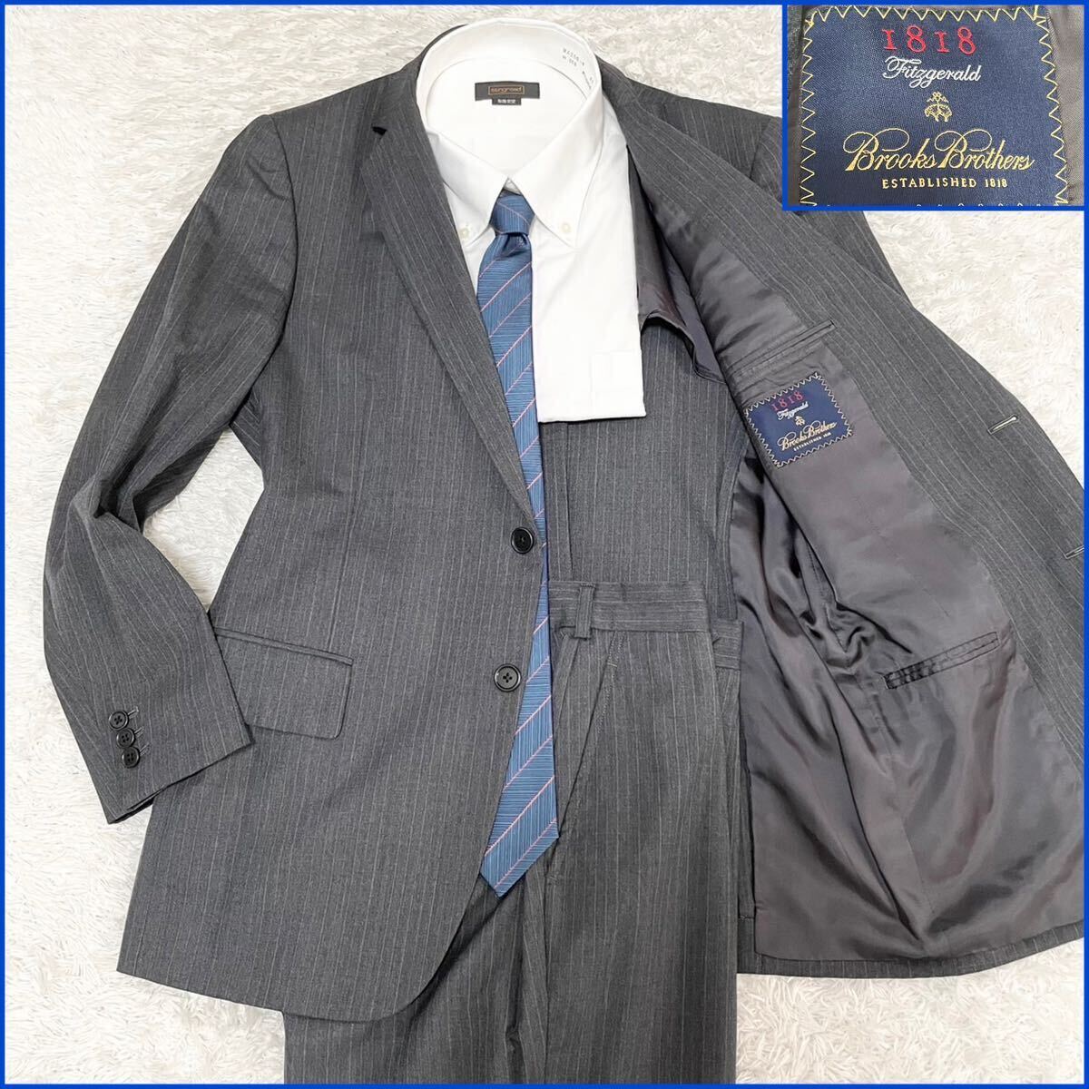  beautiful goods Brooks Brothers 1818[ top class. excellent article ]Brooks Brothers suit setup tailored jacket stripe gray L corresponding 