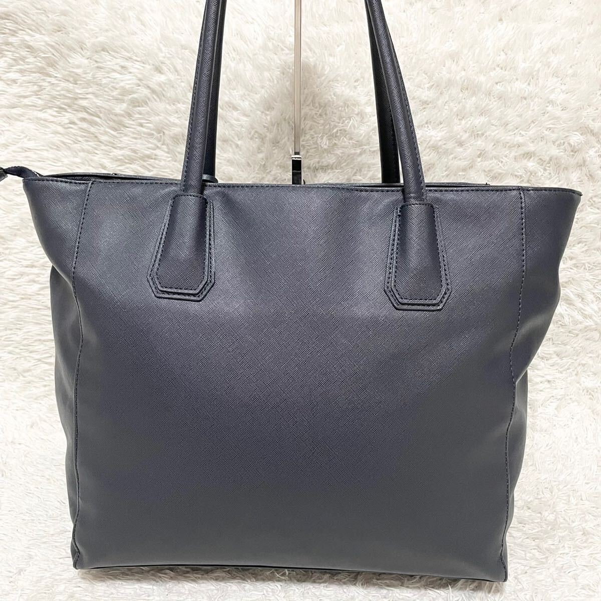  beautiful goods Takeo Kikuchi TAKEO KIKUCHI all leather shoulder .. tote bag briefcase business bag A4 storage possible PC work navy blue color navy 