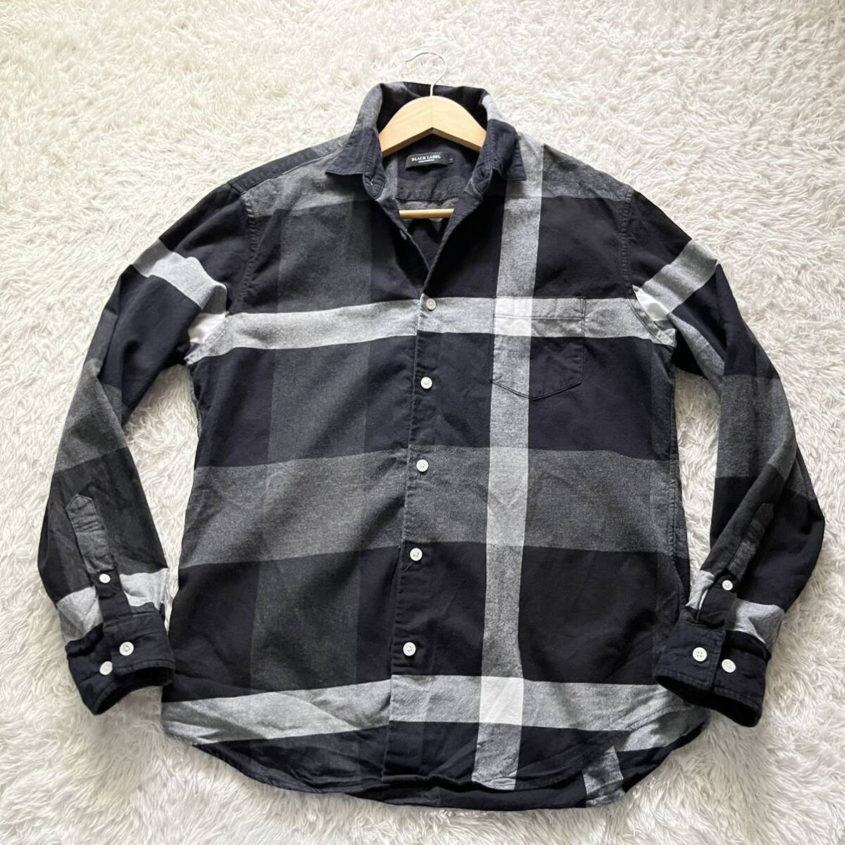 [ beautiful goods ] popular L size!BLACK LABEL CRESTBRIDGE Black Label k rest Bridge long sleeve shirt navy check spring autumn tops 