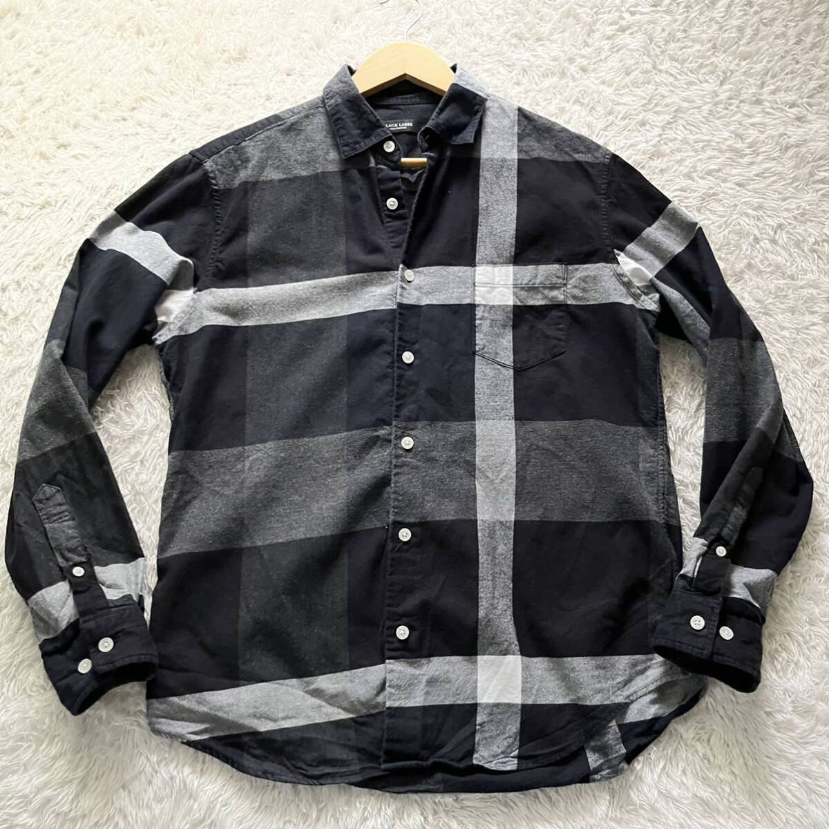 [ beautiful goods ] popular L size!BLACK LABEL CRESTBRIDGE Black Label k rest Bridge long sleeve shirt navy check spring autumn tops 