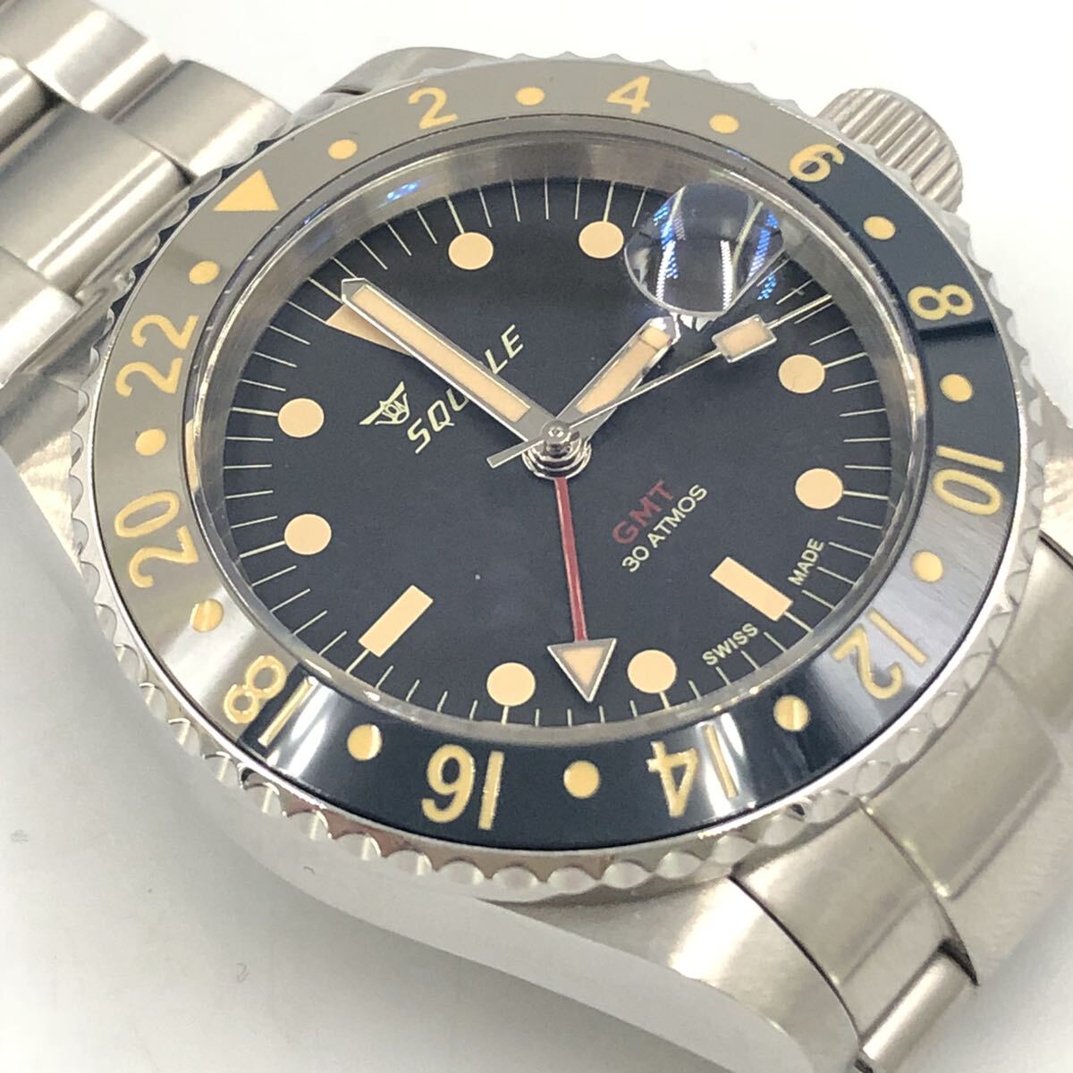 4/4OB-G2255★スクワーレSQUALE/GMT/30ATMOS/自動巻き/腕時計/稼働品/ウォッチ/EB0/ED0_画像7