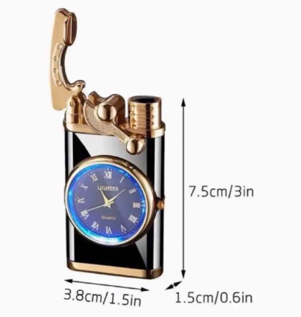 トーチターボライター ガスライター 電気時計付きプレミアムライター 注入式 アンティークの画像6