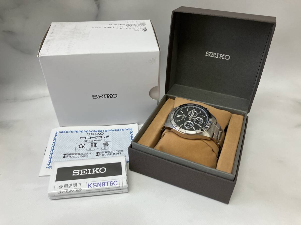 稼働品 SEIKO 8T63-00D0 クロノグラフ 腕時計 クォーツ 黒文字盤_画像1