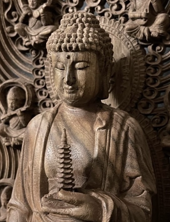 高45cm 仏教工芸品　総楠製　井波彫刻　極上彫　木彫仏像　薬師如来立像_画像6