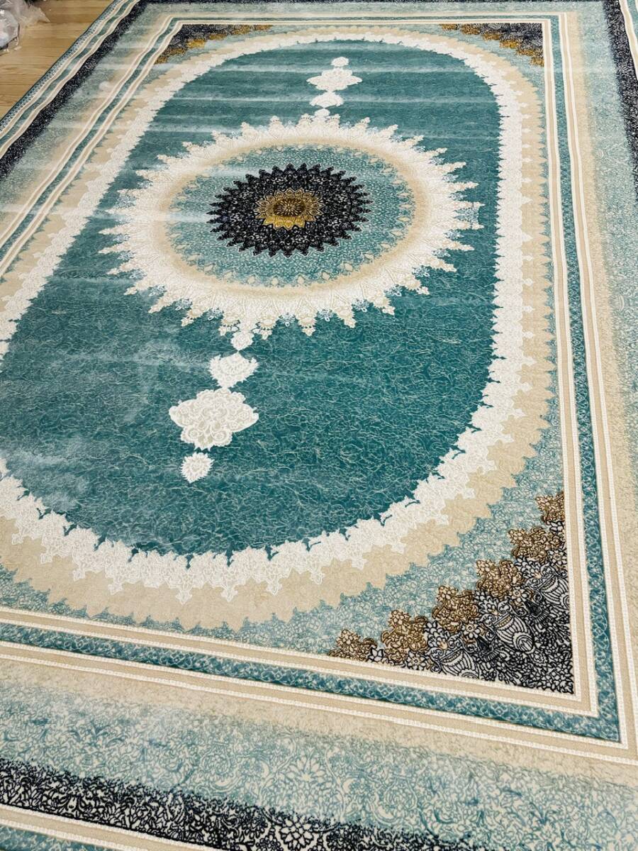 大判　最高峰約144万ノット　シルク30％ウール70%　イラン産手織り 高級ペルシャ絨毯 201×305cm #6_画像3