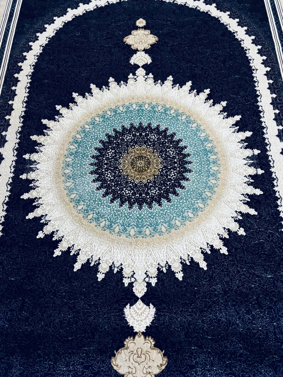 大判 最高峰約144万ノット シルク30％ウール70% イラン産手織り 高級ペルシャ絨毯 201×305cm #13の画像6