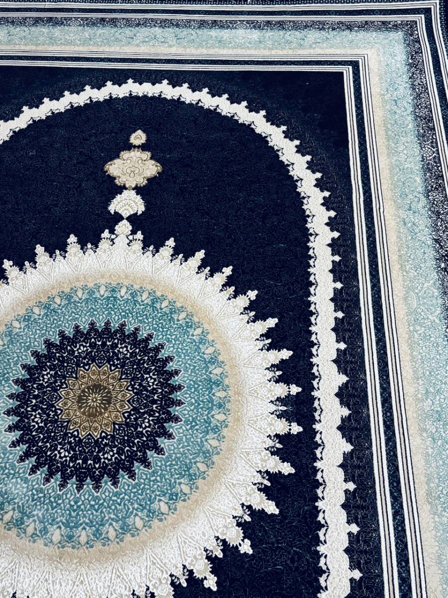 大判 最高峰約144万ノット シルク30％ウール70% イラン産手織り 高級ペルシャ絨毯 201×305cm #13の画像8