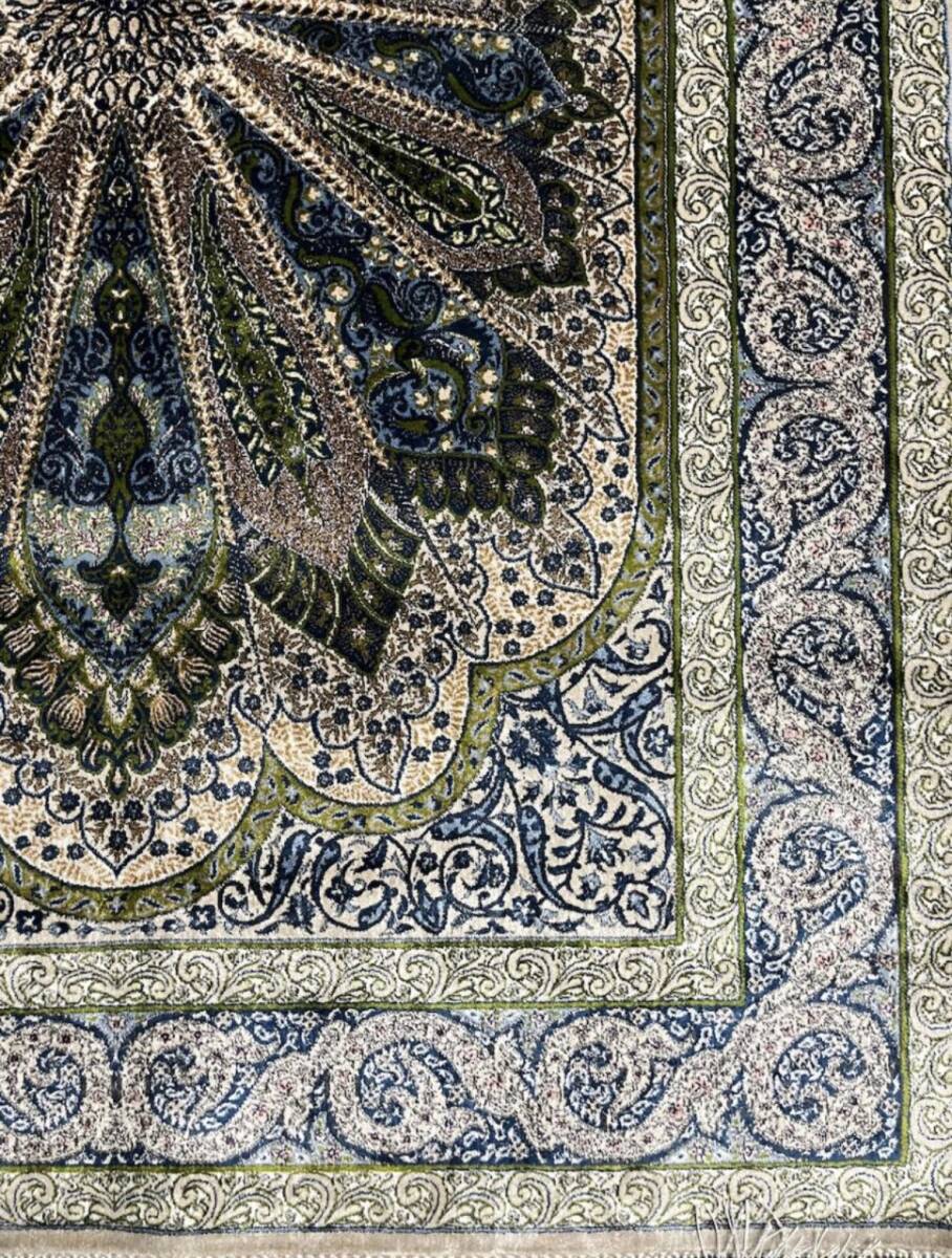 イラン産 高級ペルシャ絨毯 総シルク 手織り 最高峰225万ノット 101×152cm #15の画像6