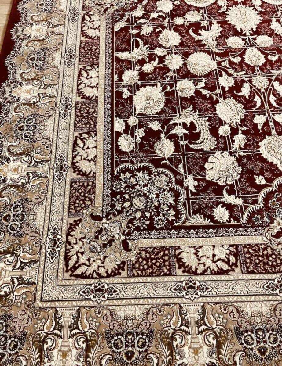 大判 最高峰約144万ノット シルク30％ウール70% イラン産手織り 高級ペルシャ絨毯 201×305cm #5の画像5