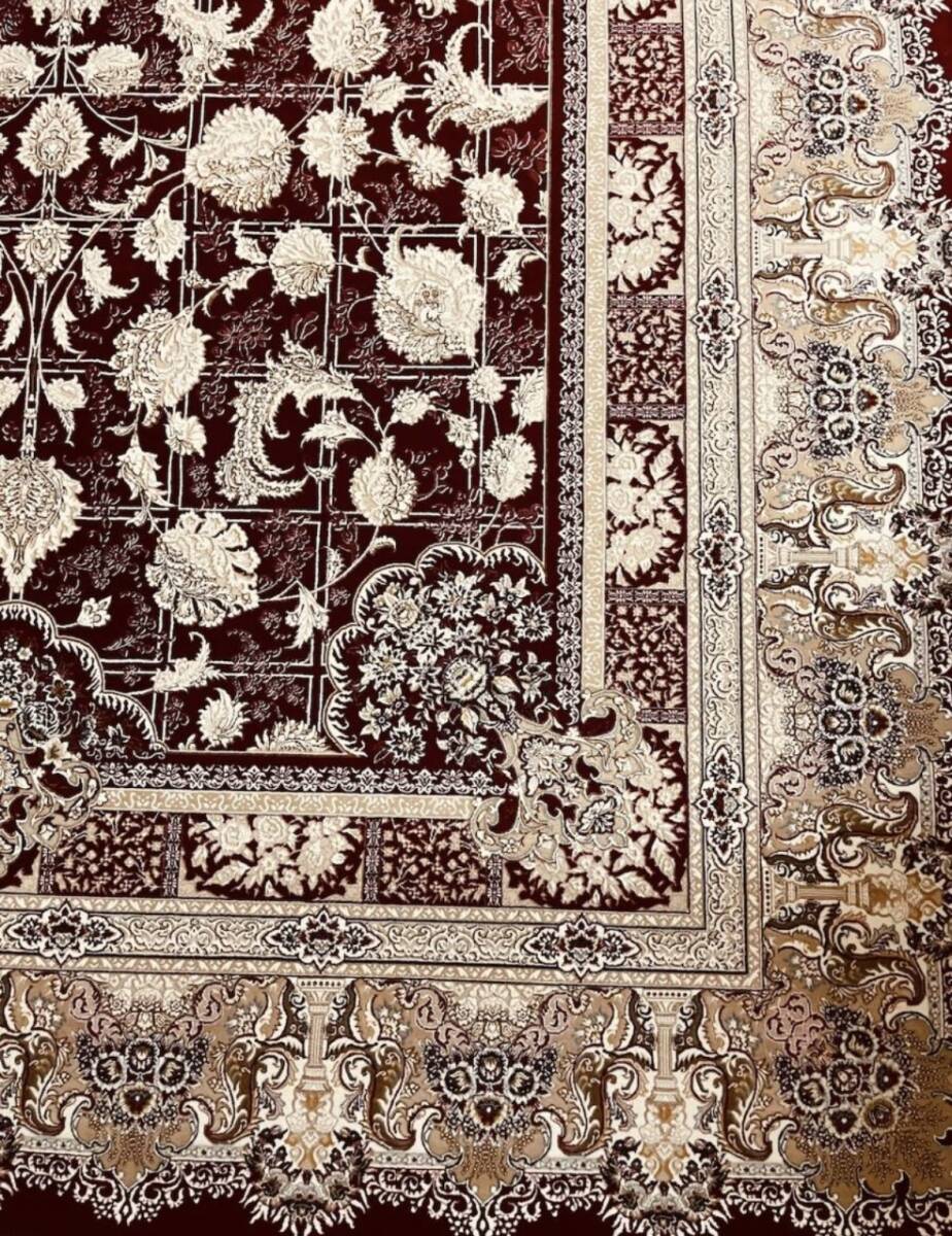 大判 最高峰約144万ノット シルク30％ウール70% イラン産手織り 高級ペルシャ絨毯 201×305cm #5の画像3