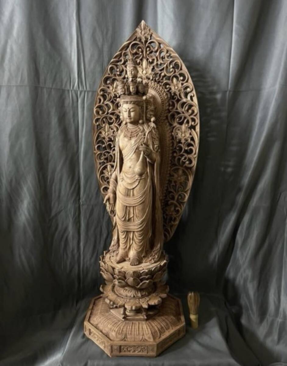 . wave sculpture extra-large 91cm Buddhism handicraft total . made finest quality carving 10 one surface . sound bodhisattva . image 