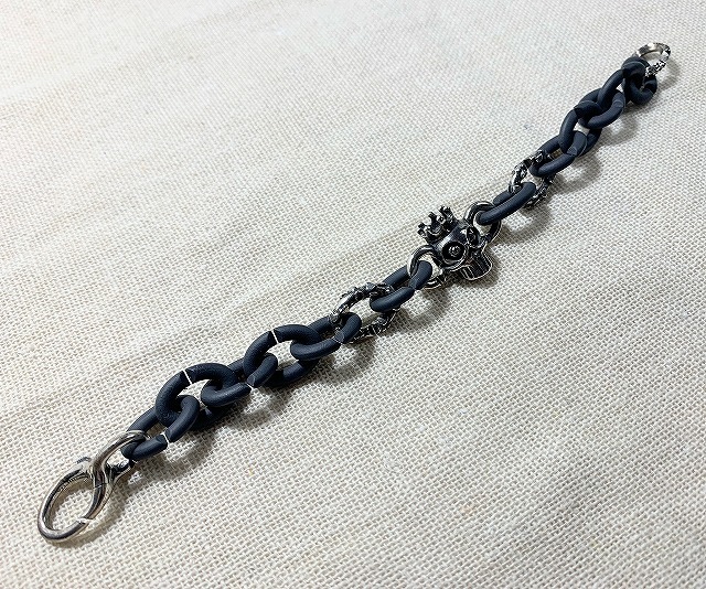 エックスバイトロールビーズ X by Trollbeads ラバーチェーン×シルバー925 スカル ドクロ ブレスレット ケース付きの画像2